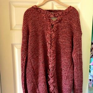 Pink and Purple Derek Heart Braided Cardigan